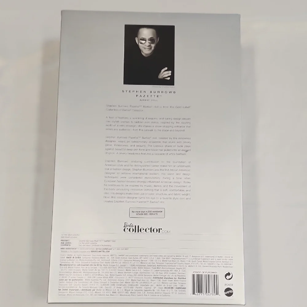 Stephen Borrows "Pazette" Fashion Doll Tan Silver Feathered Outfit NRFB NIB - Picture 11 of 17